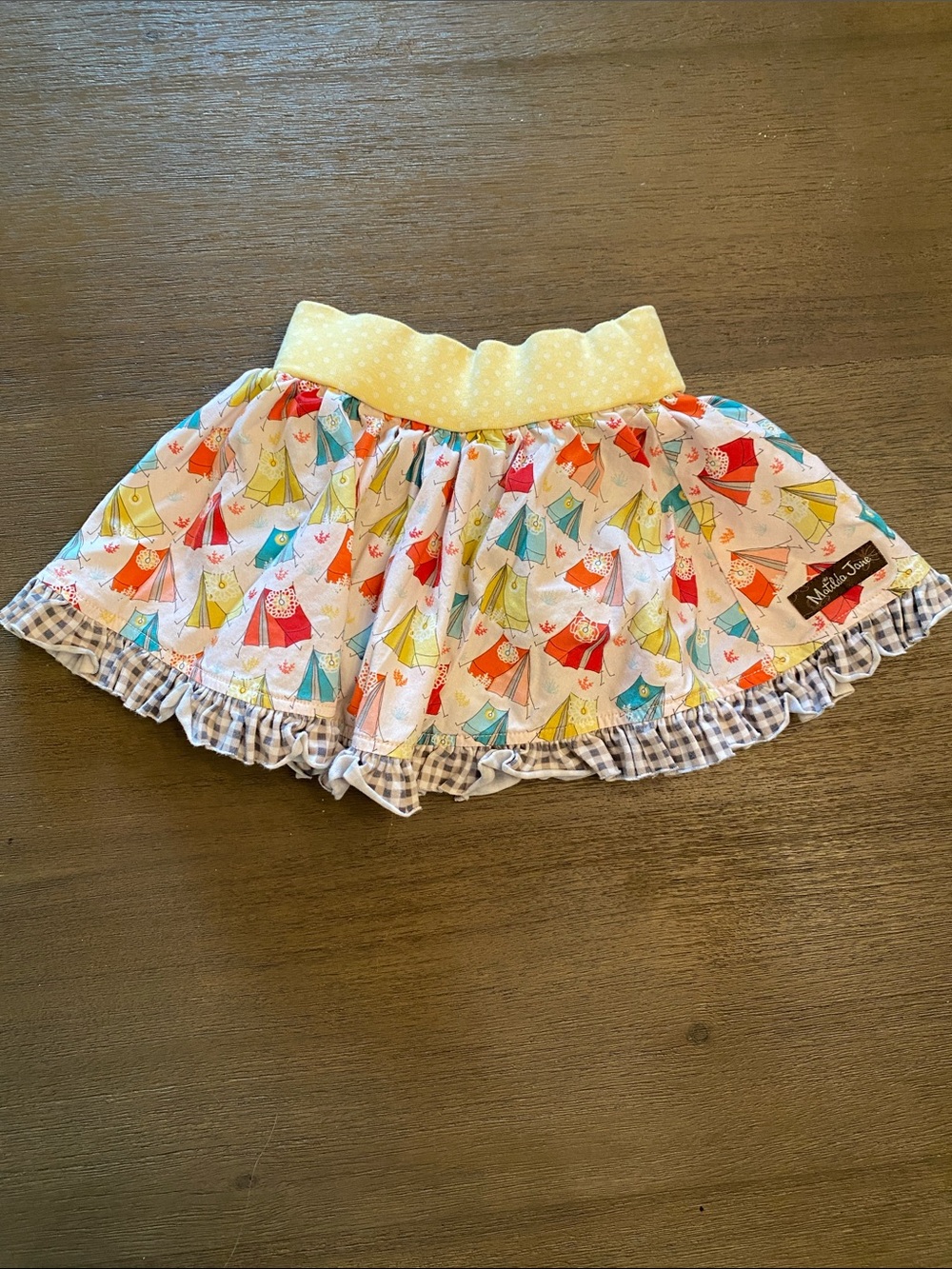 Matilda Jane Yellow Waistband Multi-Color Gnome Skirt